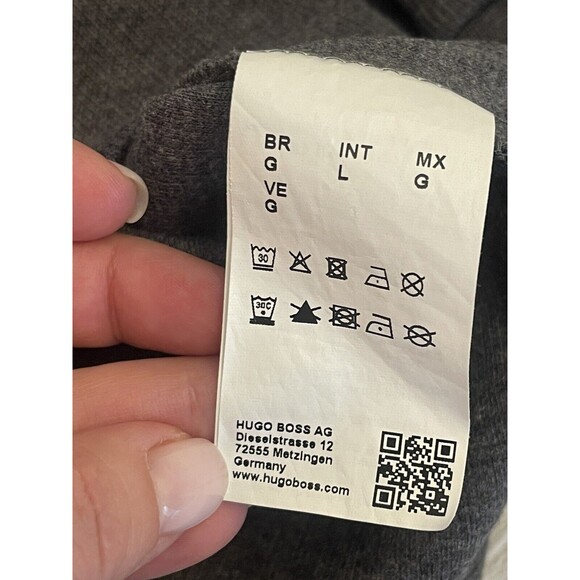 Hugo Boss Men’s Sz L 1/4 Zip Pullover Sweater Gray Cotton Casual Classic EUC - Picture 13 of 14